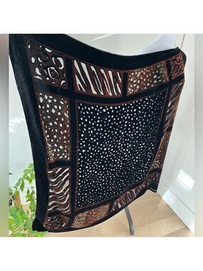 SCARF Shawl Wrap Velvet Burnout Multi Animal Print Large Square Sheer Glamour